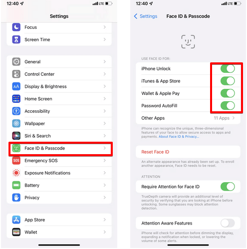 إصلاح Face ID في آيفون