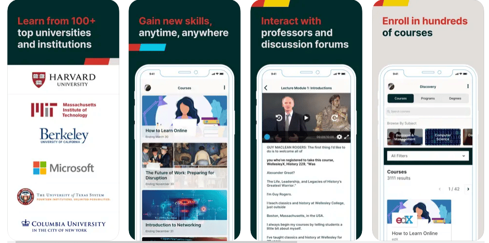 تطبيق edX للدورات الجامعية الأمريكية