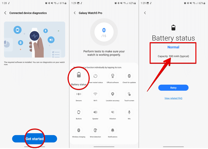 كيفية التحقق من صحة بطارية ساعة Galaxy Watch 5
