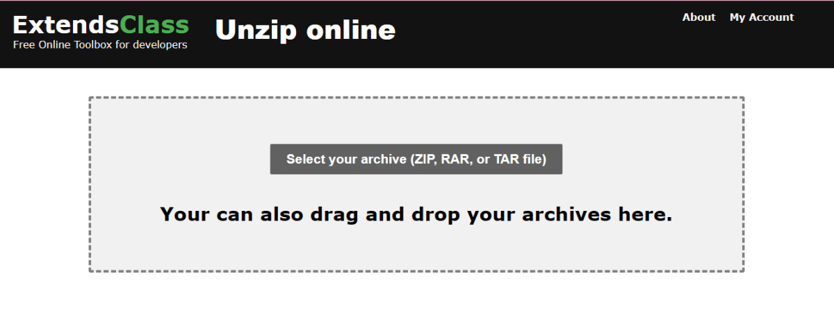 أداة ExtendsClass Unzip Online
